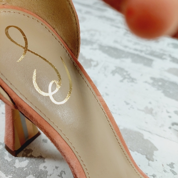 New Sam Edelman Luella Peach Leather Ankle Strap heeled Sandal C859 - Picture 11 of 12